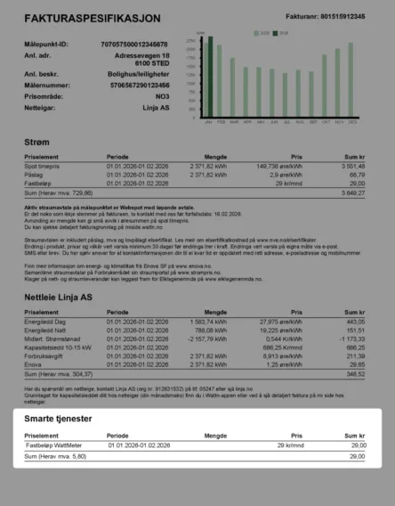 Wattn Faktura Tilleggstjenester